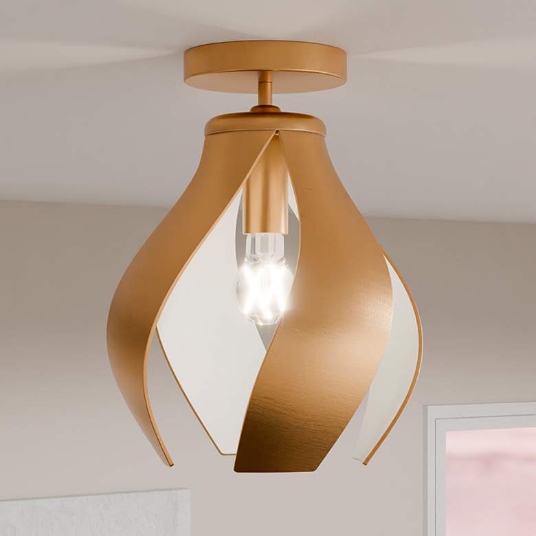 Image 1 Kiko 1-Light Brushed Weathered Brass Semi-Flush Mount