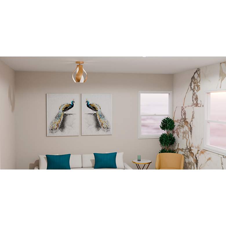 Image 6 Kiko 1-Light Brushed Weathered Brass Semi-Flush Mount more views