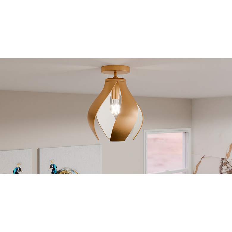 Image 7 Kiko 1-Light Brushed Weathered Brass Semi-Flush Mount more views