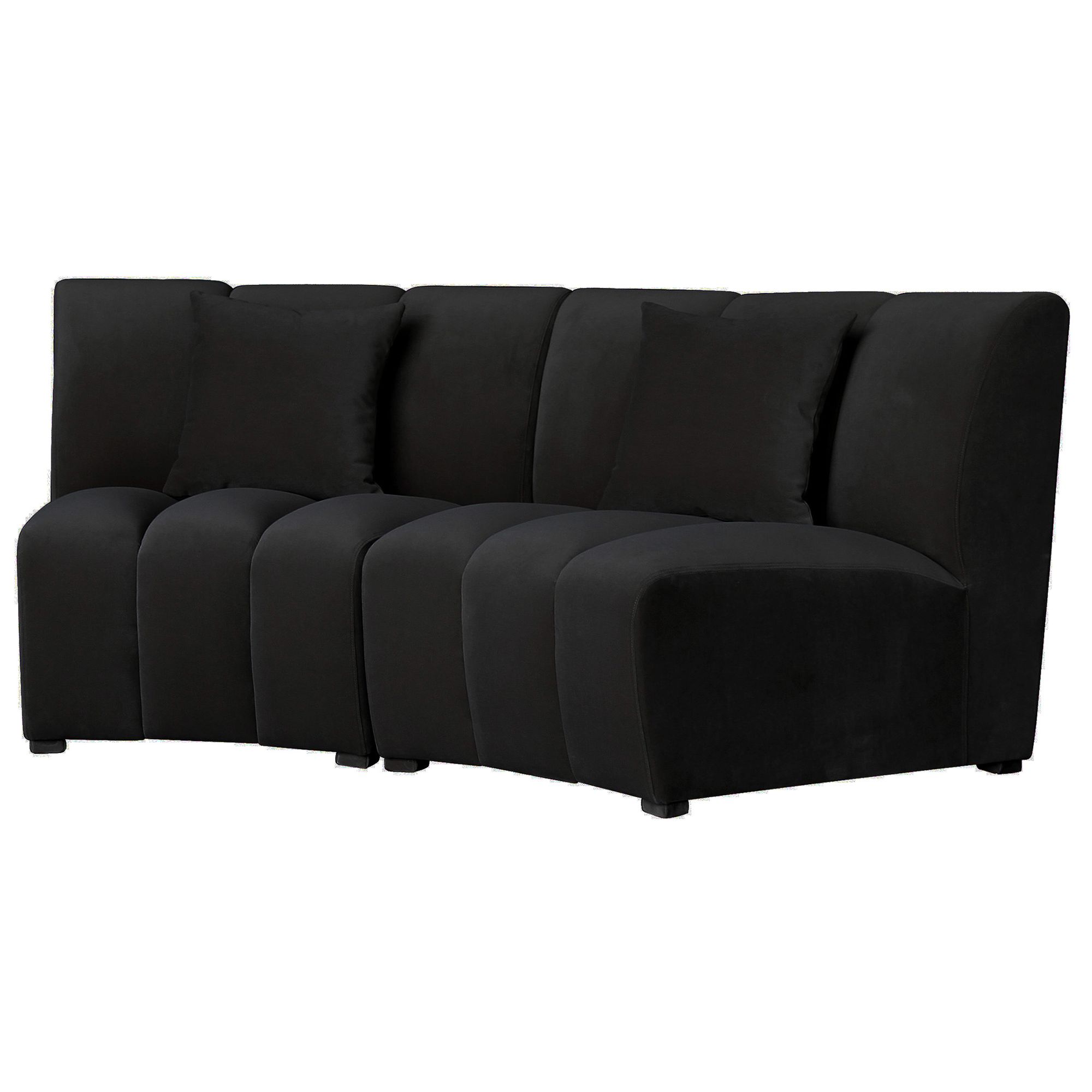 Image 4 Killebrew 33" High Black Velvet Upholstered Armless Sectional Chair more views