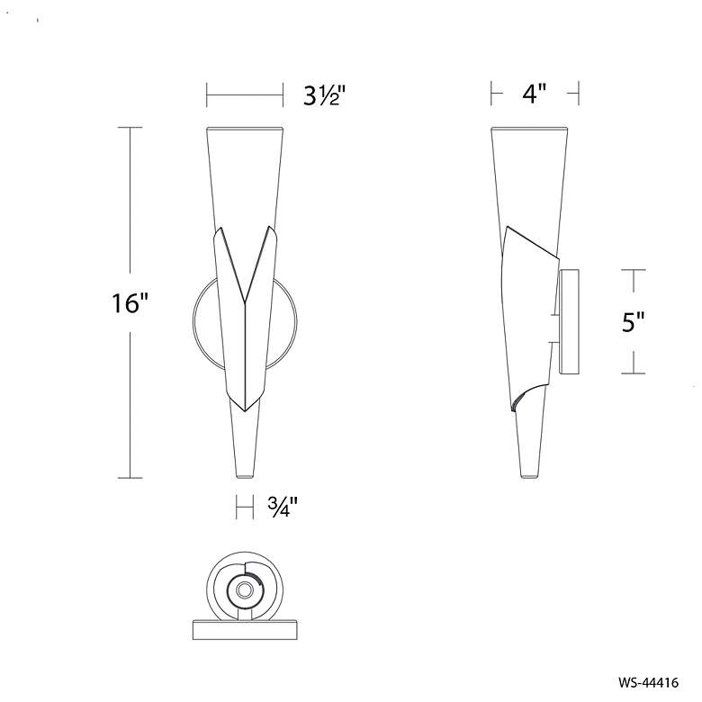 Image 7 Kilt 16"H x 3.5"W 1-Light Wall Sconce in Aged Brass more views