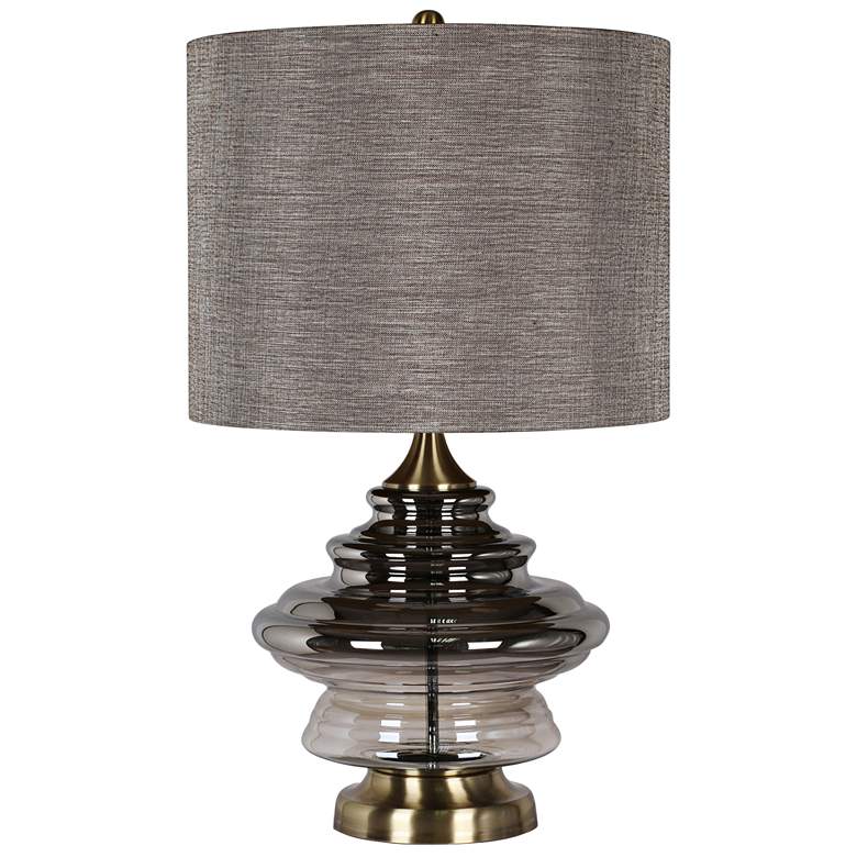 Image 1 Kimball 29 1/4" High Soft Brass and Smoked Glass Table Lamp
