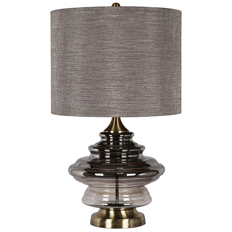 Image 1 Kimball Antique Soft Brass Table Lamp with Smoked Glass Body