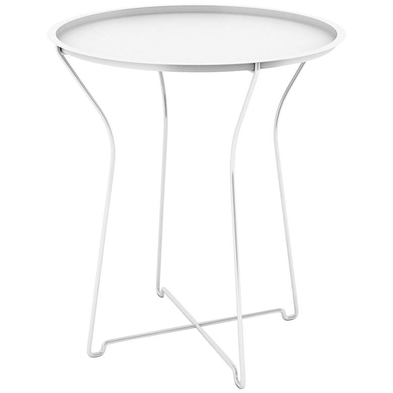 Image 1 Kimball White Metal Tray-Top Round Side Table