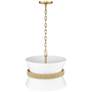 5_Kimbry 16" Wide Vintage Brass and White Fabric Pendant Light more views