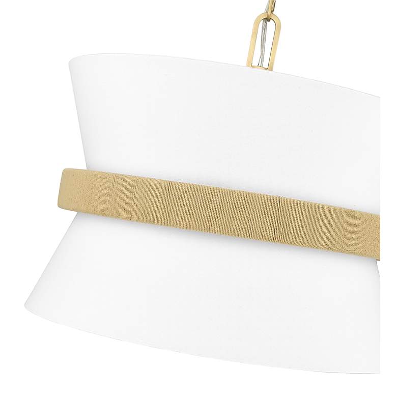 Image 6 Kimbry 16" Wide Vintage Brass and White Fabric Pendant Light more views