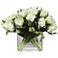 Kimbry White Tulip 27" Wide Faux Flowers in Oval Glass Vase