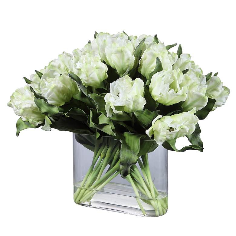 Image 3 Kimbry White Tulip 27" Wide Faux Flowers in Oval Glass Vase more views