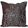 Kimiki Flower 18" Embroidered Brown and Blue Designer Pillow
