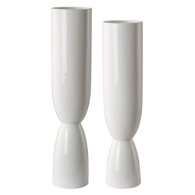 Image 2 Kimist Set of 2 White Ceramic Vases