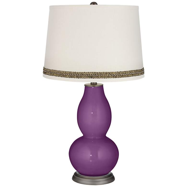 Image 1 Kimono Violet Double Gourd Table Lamp with Wave Braid Trim
