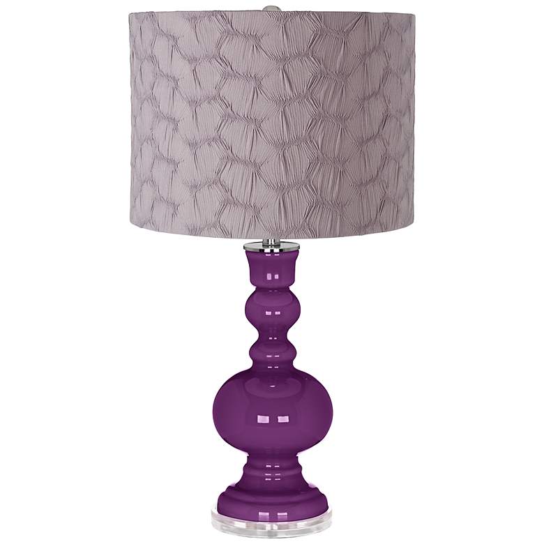 Image 1 Kimono Violet Gray Pleated Drum Shade Apothecary Table Lamp