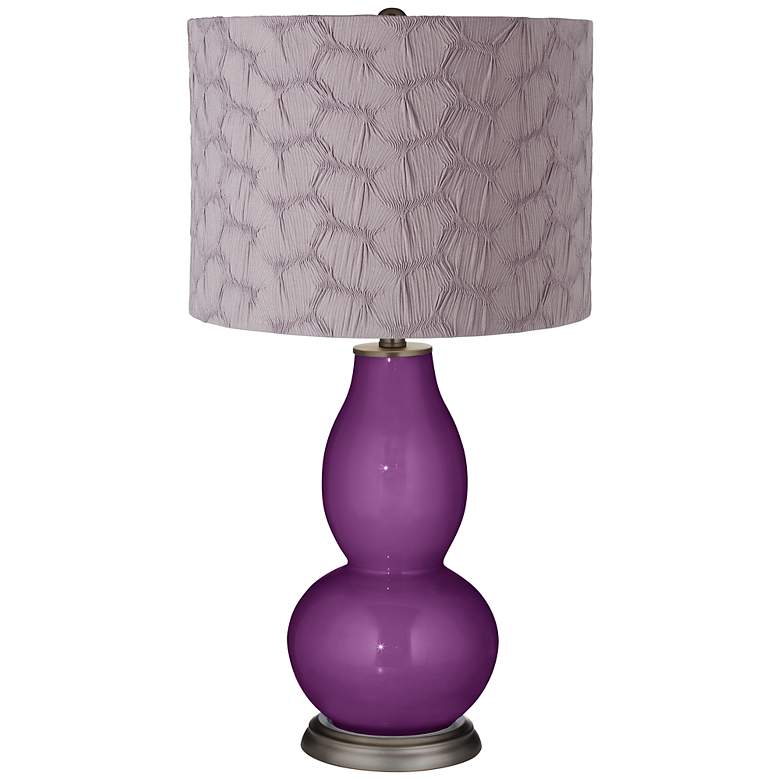 Image 1 Kimono Violet Gray Pleated Drum Shade Double Gourd Table Lamp