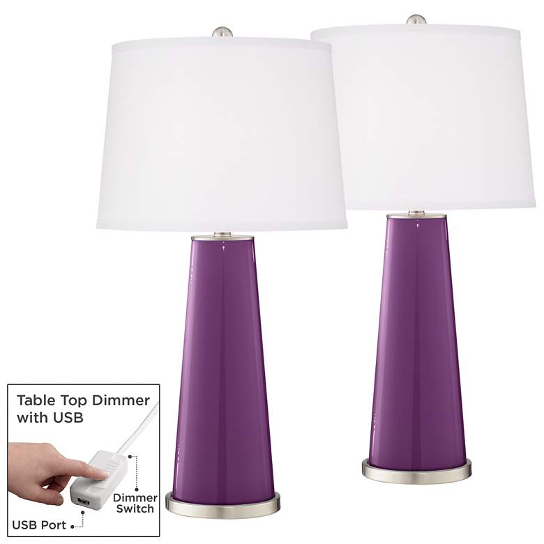 Image 1 Kimono Violet Leo Table Lamp Set of 2 with Dimmers