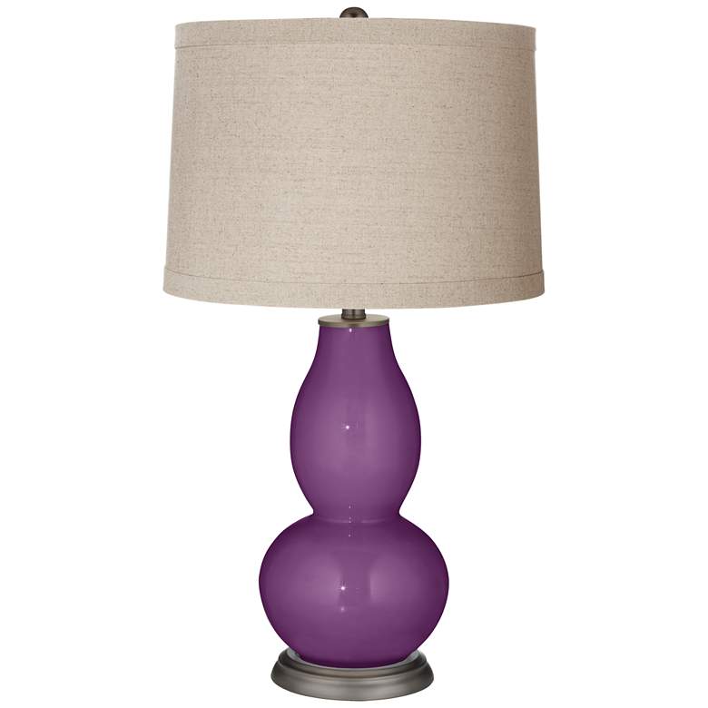 Image 1 Kimono Violet Linen Drum Shade Double Gourd Table Lamp