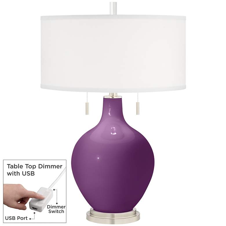 Image 1 Kimono Violet Toby Table Lamp with Dimmer