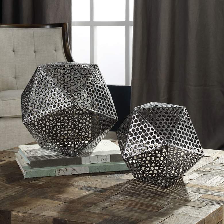 Image 1 Kimora Aged Bronze Icosahedron Decorative Objects Set of 2