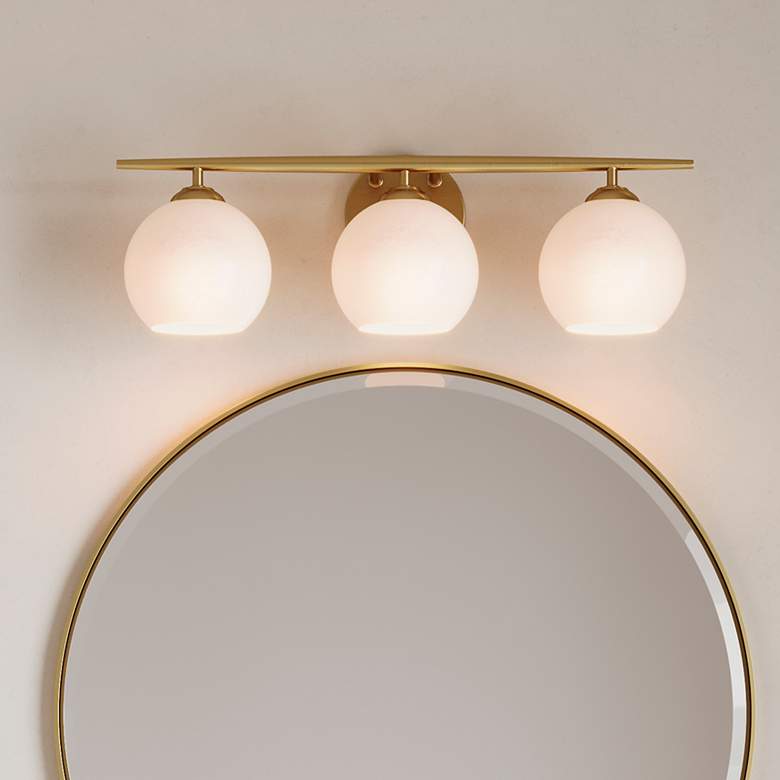 Image 1 Kimorra 24" Wide Vintage Brass 3-Light Vanity Bath Light