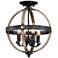 Kimpton Wood Grain and Bronze 4-Light Ceiling Light