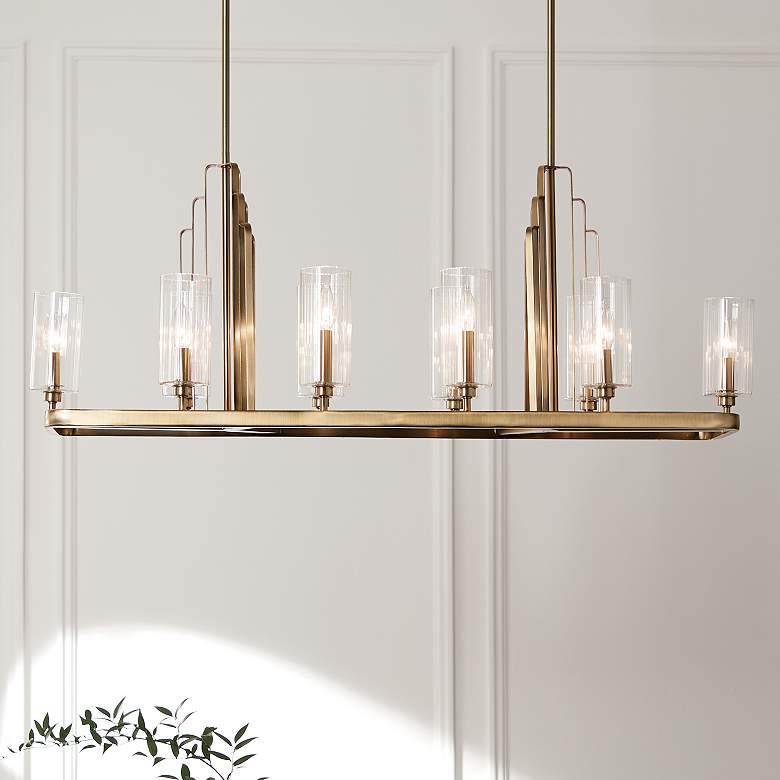 Image 1 Kimrose 10Lt Linear Chandelier in Brushed Natural Brass