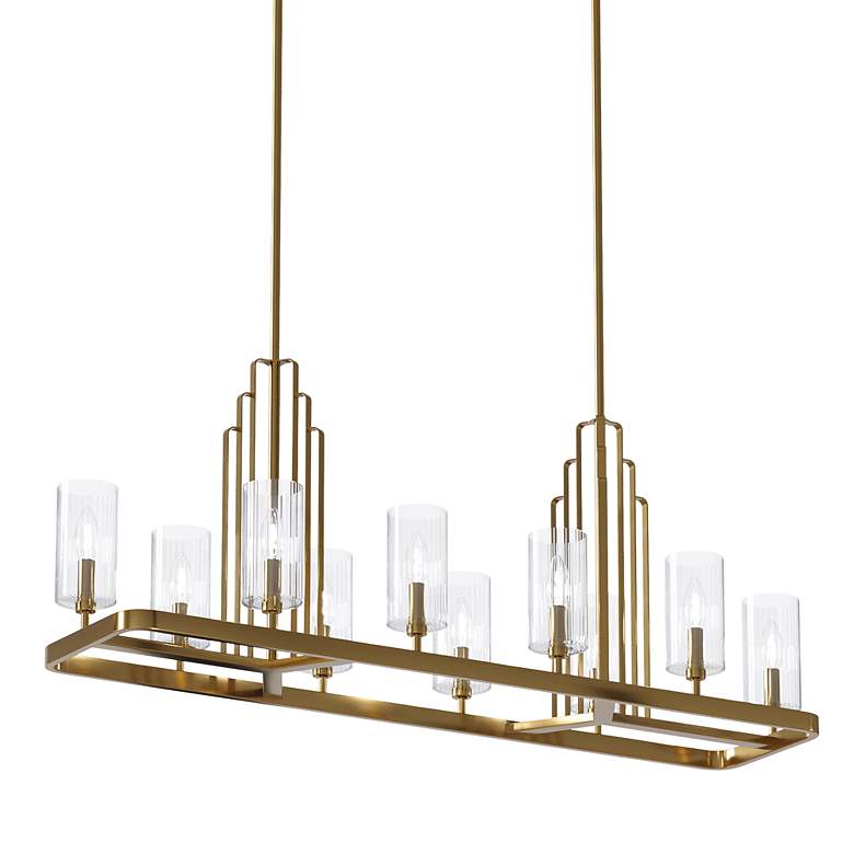 Image 3 Kimrose 10Lt Linear Chandelier in Brushed Natural Brass more views