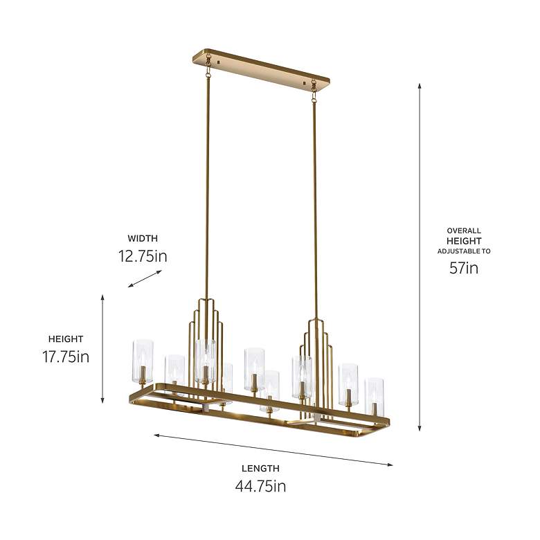 Image 5 Kimrose 10Lt Linear Chandelier in Brushed Natural Brass more views