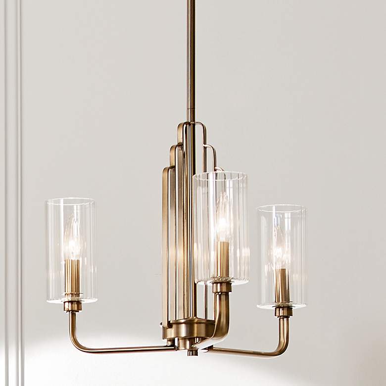 Image 1 Kimrose 18 1/4"W Brushed Natural Brass 3-Light Chandelier