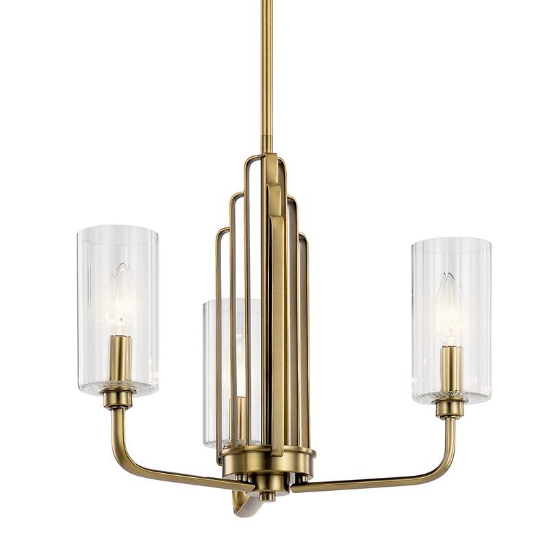 Image 3 Kimrose 18 1/4"W Brushed Natural Brass 3-Light Chandelier more views