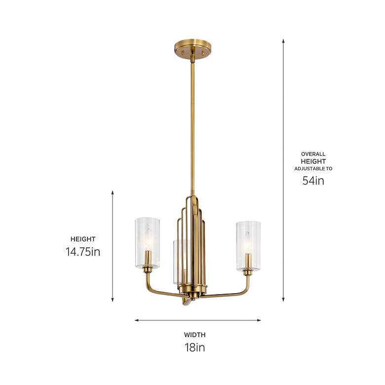 Image 5 Kimrose 18 1/4"W Brushed Natural Brass 3-Light Chandelier more views