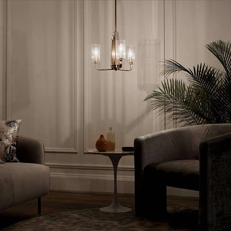 Image 7 Kimrose 18 1/4"W Brushed Natural Brass 3-Light Chandelier more views