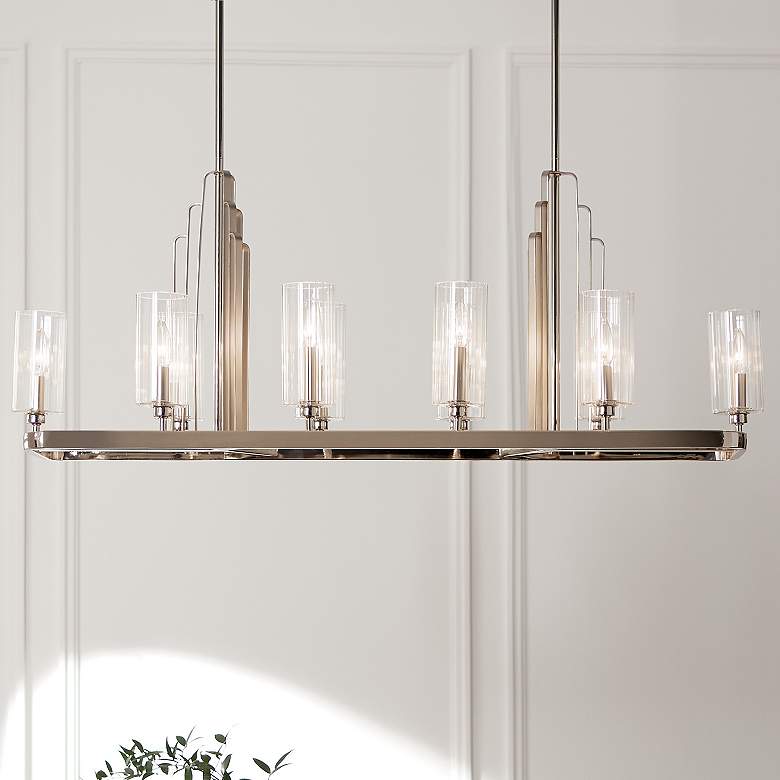 Image 1 Kimrose 44 3/4"W Polished Nickel 10-Light Linear Chandelier