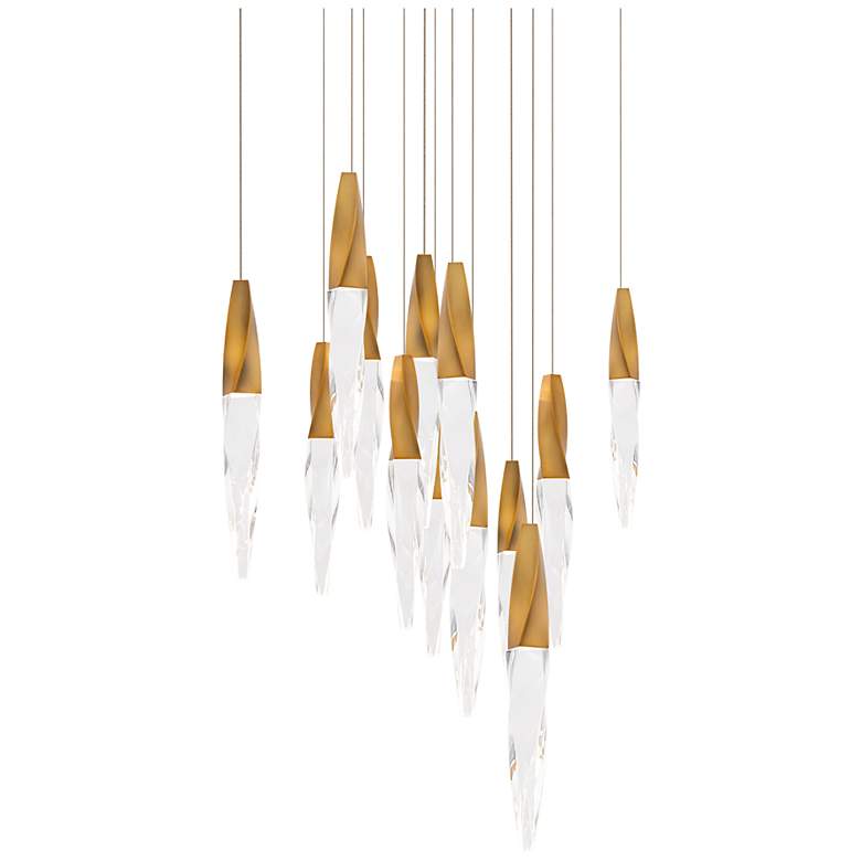 Image 1 Kindjal 18"H x 20"W 13-Light Crystal Multi-Light Pendant in Aged