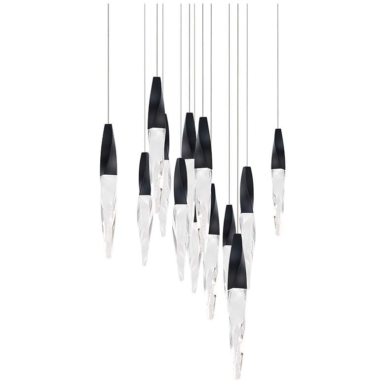 Image 1 Kindjal 18"H x 20"W 13-Light Crystal Multi-Light Pendant in Black