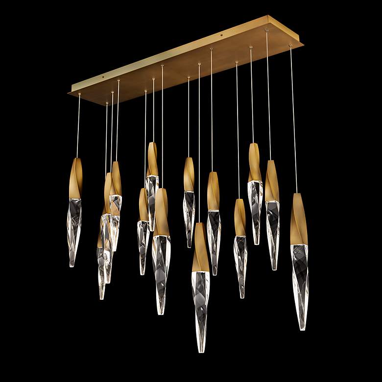Image 2 Kindjal 18"H x 40"W 14-Light Crystal Multi-Light Pendant in Aged more views