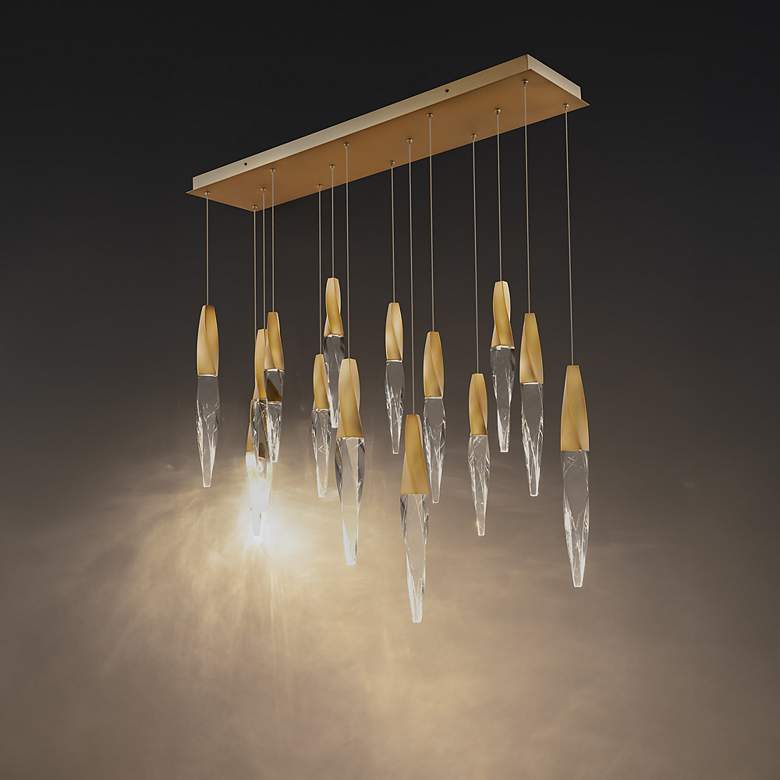 Image 3 Kindjal 18"H x 40"W 14-Light Crystal Multi-Light Pendant in Aged more views
