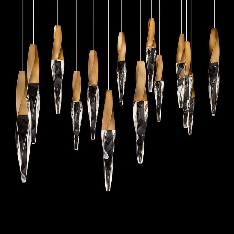 Image 4 Kindjal 18"H x 40"W 14-Light Crystal Multi-Light Pendant in Aged more views