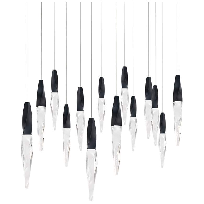 Image 1 Kindjal 18"H x 40"W 14-Light Crystal Multi-Light Pendant in Black
