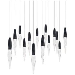 Kindjal 18"H x 40"W 14-Light Crystal Multi-Light Pendant in Black