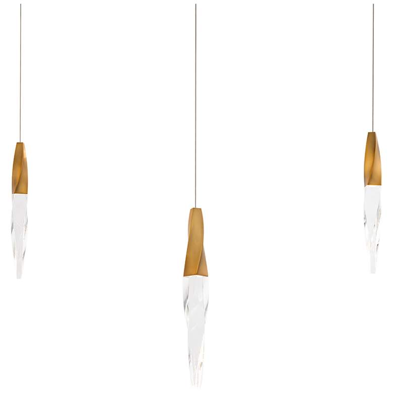 Image 1 Kindjal 18"H x 40"W 3-Light Crystal Multi-Light Pendant in Aged B