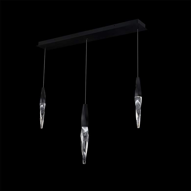 Image 2 Kindjal 18"H x 40"W 3-Light Crystal Multi-Light Pendant in Aged B more views