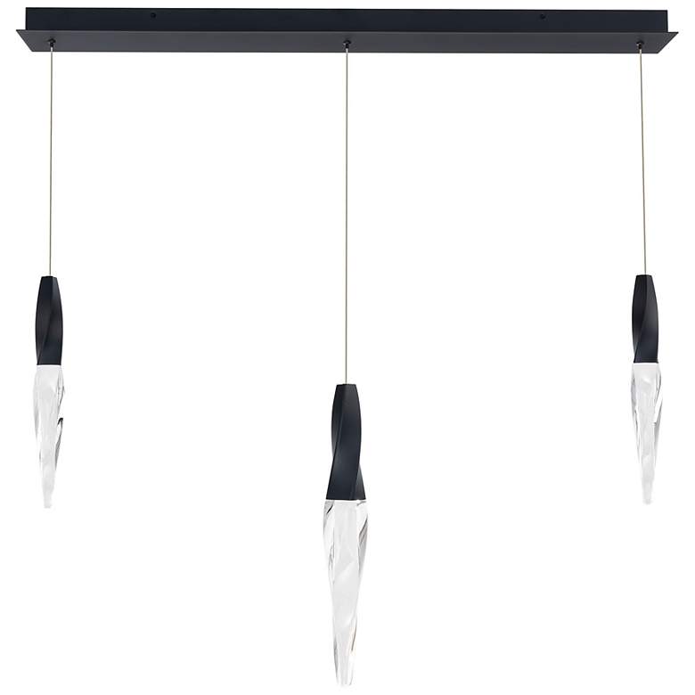 Image 1 Kindjal 18"H x 40"W 3-Light Crystal Multi-Light Pendant in Black