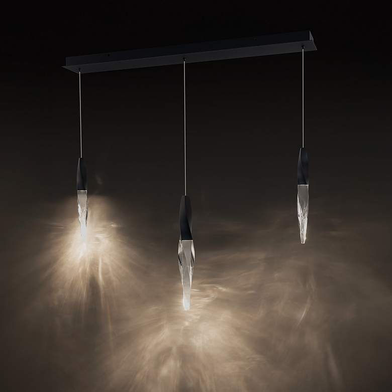 Image 2 Kindjal 18"H x 40"W 3-Light Crystal Multi-Light Pendant in Black more views