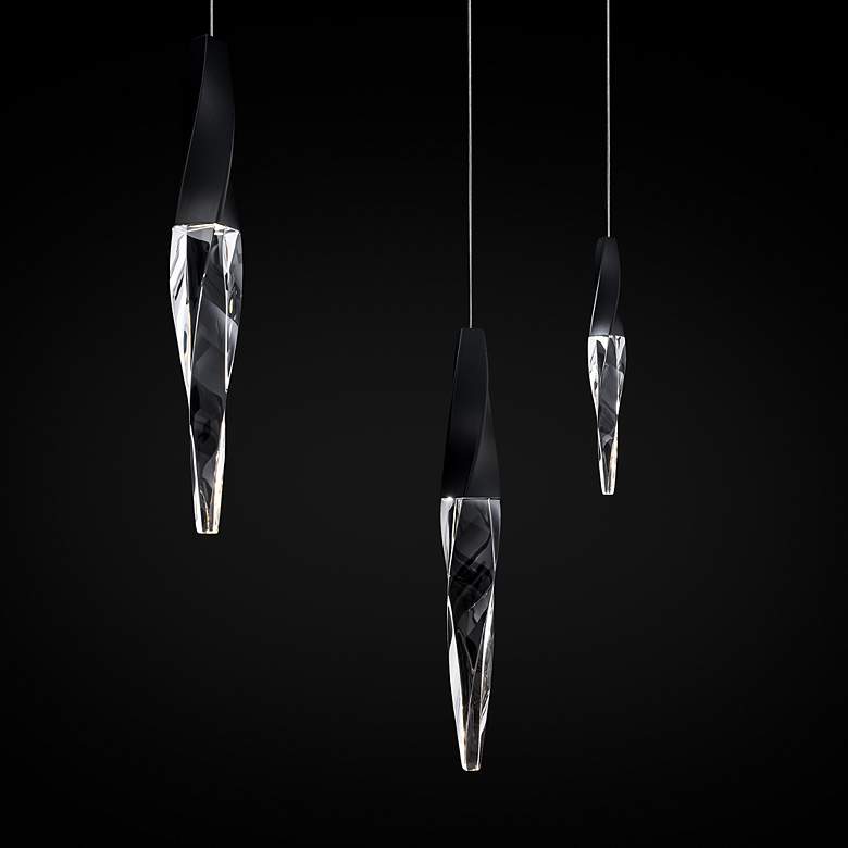 Image 3 Kindjal 18"H x 40"W 3-Light Crystal Multi-Light Pendant in Black more views