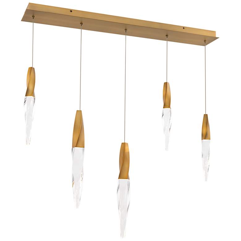 Image 1 Kindjal 18"H x 40"W 5-Light Crystal Multi-Light Pendant in Aged B
