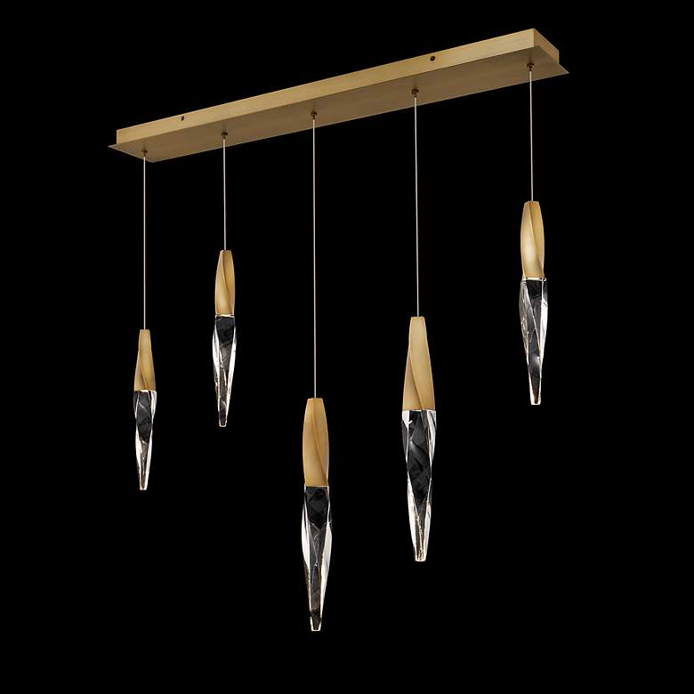 Image 2 Kindjal 18"H x 40"W 5-Light Crystal Multi-Light Pendant in Aged B more views