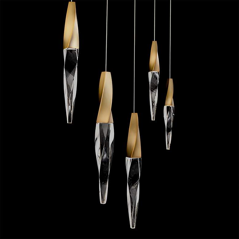 Image 4 Kindjal 18"H x 40"W 5-Light Crystal Multi-Light Pendant in Aged B more views