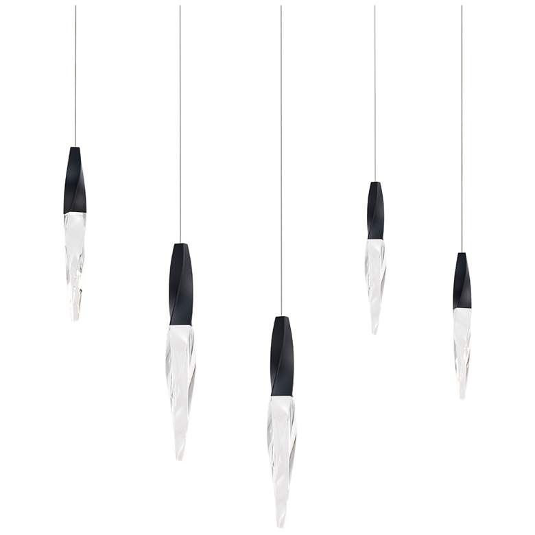 Image 1 Kindjal 18"H x 40"W 5-Light Crystal Multi-Light Pendant in Black