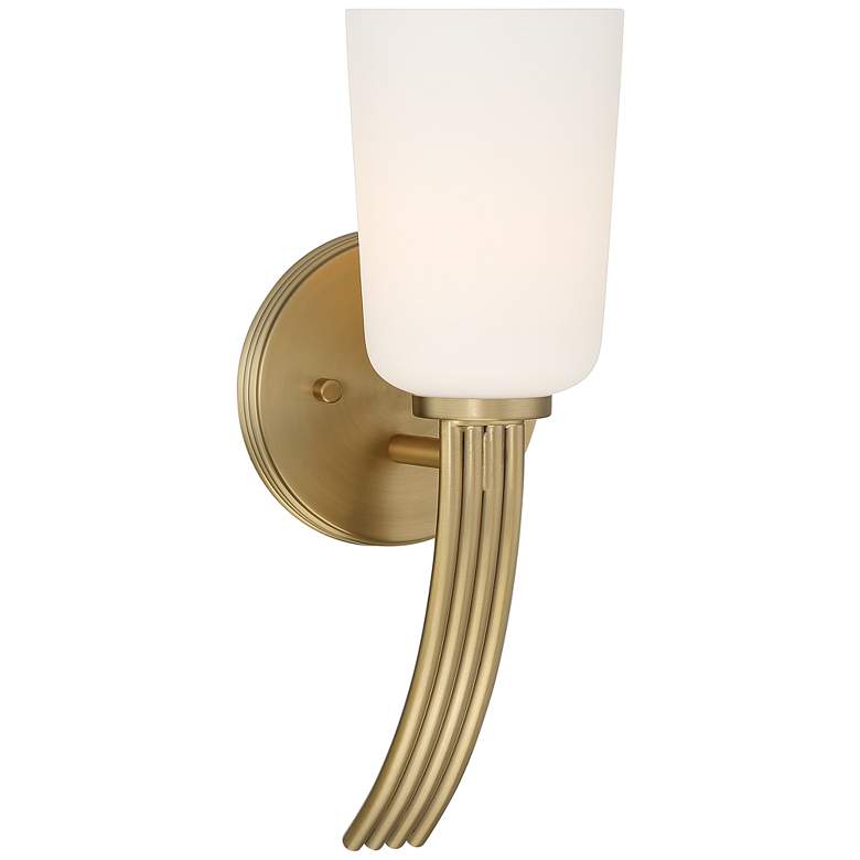 Image 2 Kindred 14 1/2" High Warm Brass Opal Glass Wall Sconce