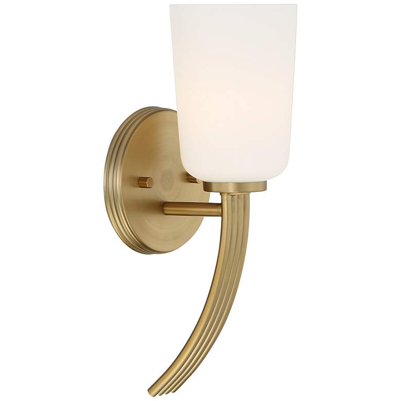 Image 6 Kindred 14 1/2" High Warm Brass Opal Glass Wall Sconce more views