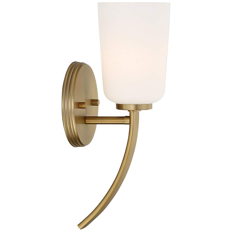 Image 7 Kindred 14 1/2" High Warm Brass Opal Glass Wall Sconce more views